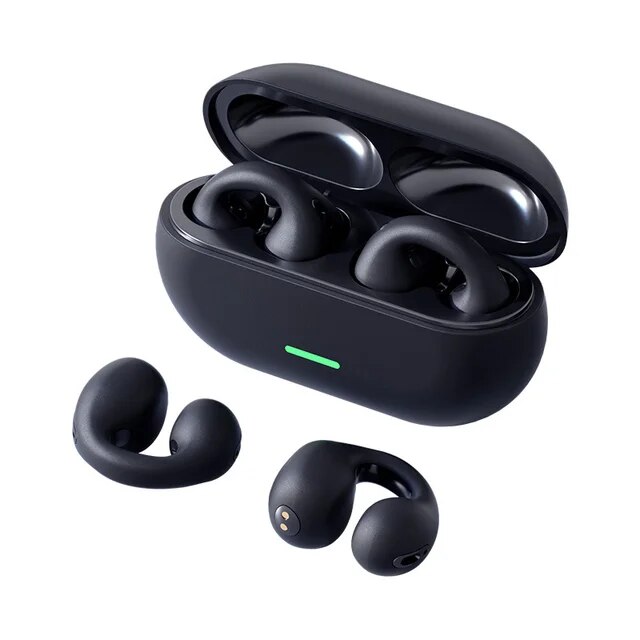 True Bone Conduction Bluetooth Earphones Ear Clip Earring Wireless Headphones with Mic Calling Touch Control Sports Headsets